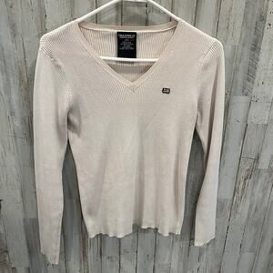 Vintage Polo Ralph Lauren Ribbed Y2K Ribbed VNeck Sweater Top Womens Size M